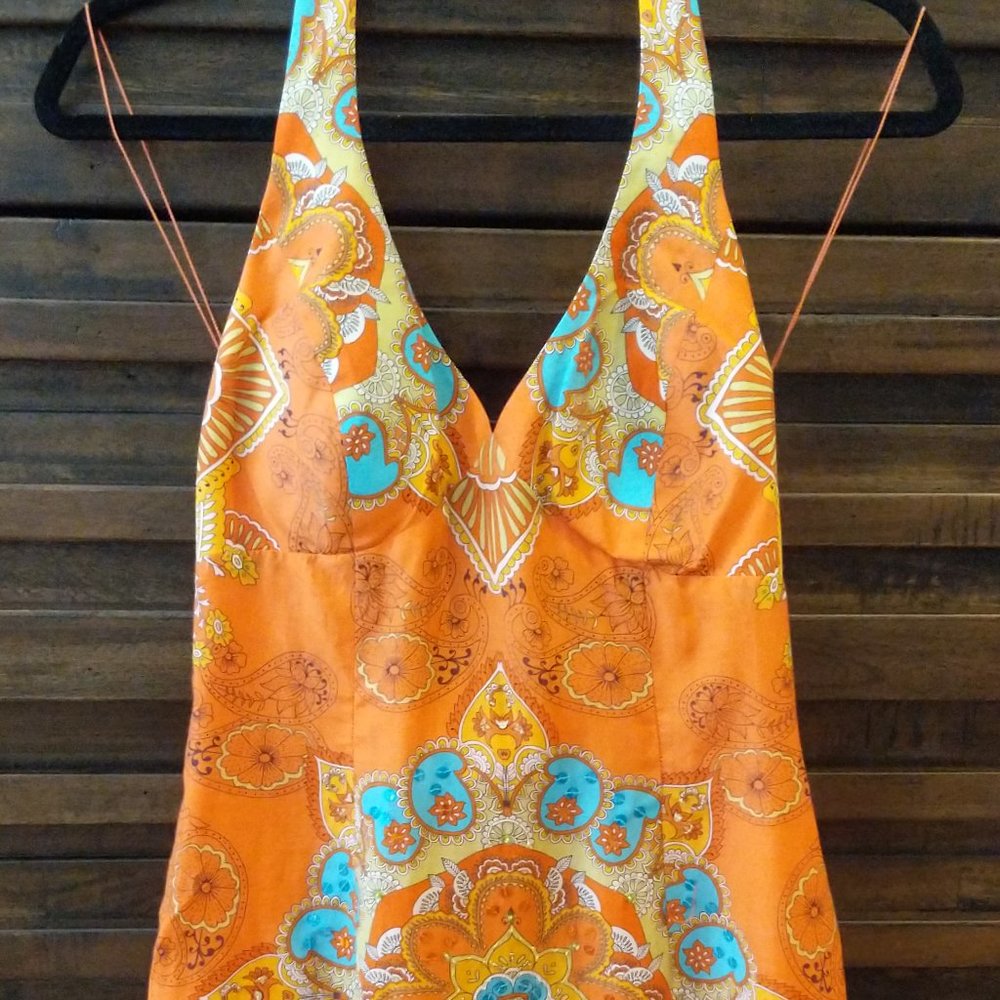 Festive orange cocktail dress